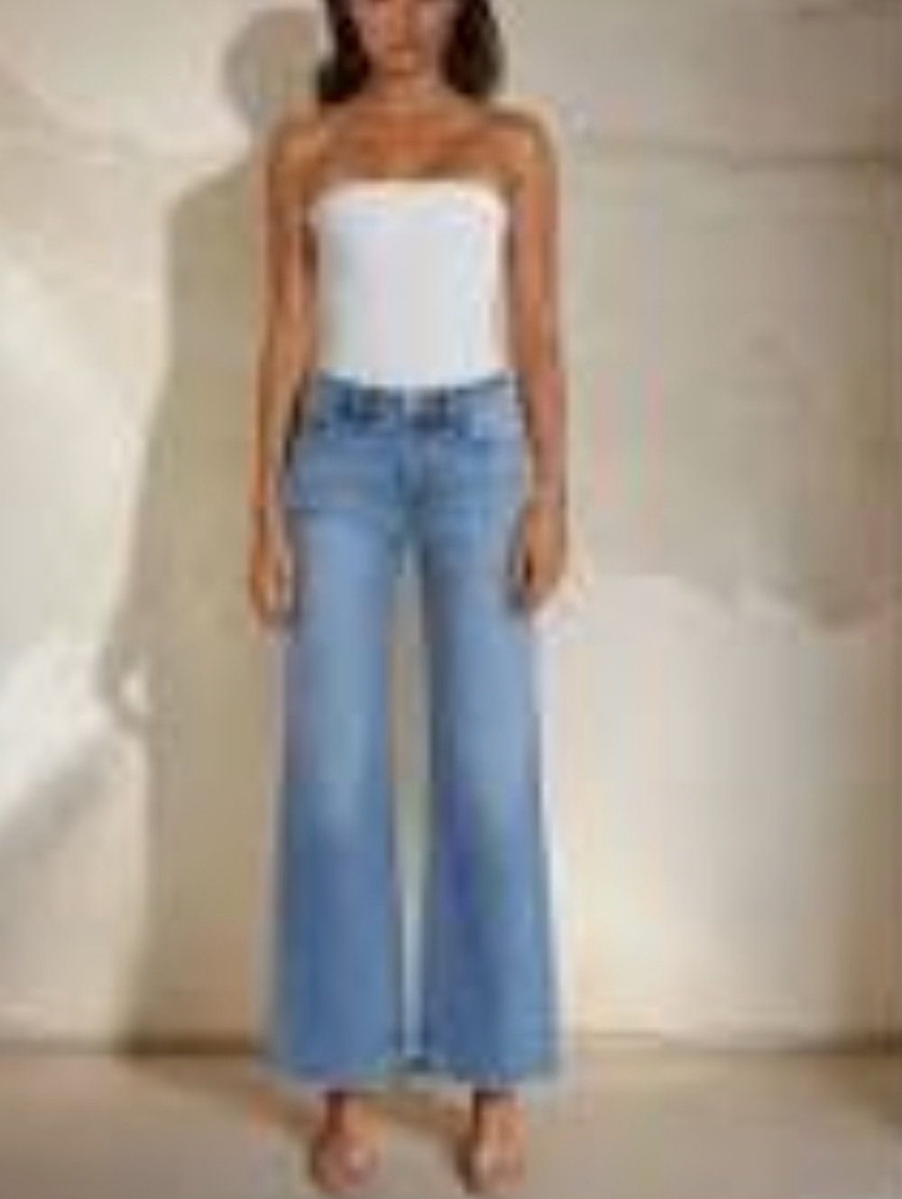 PacSun Nora Wide Leg Flare Blue Denim Jeans NWT High Rise High Waist Cropped - Picture 2 of 15